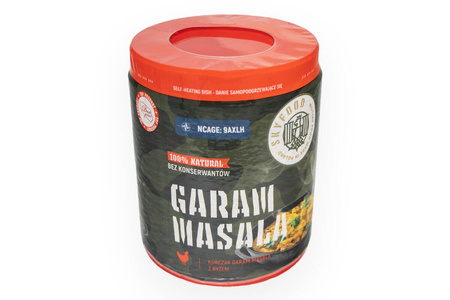 Kurczak w sosie garam masala z ryżem gorąca puszka